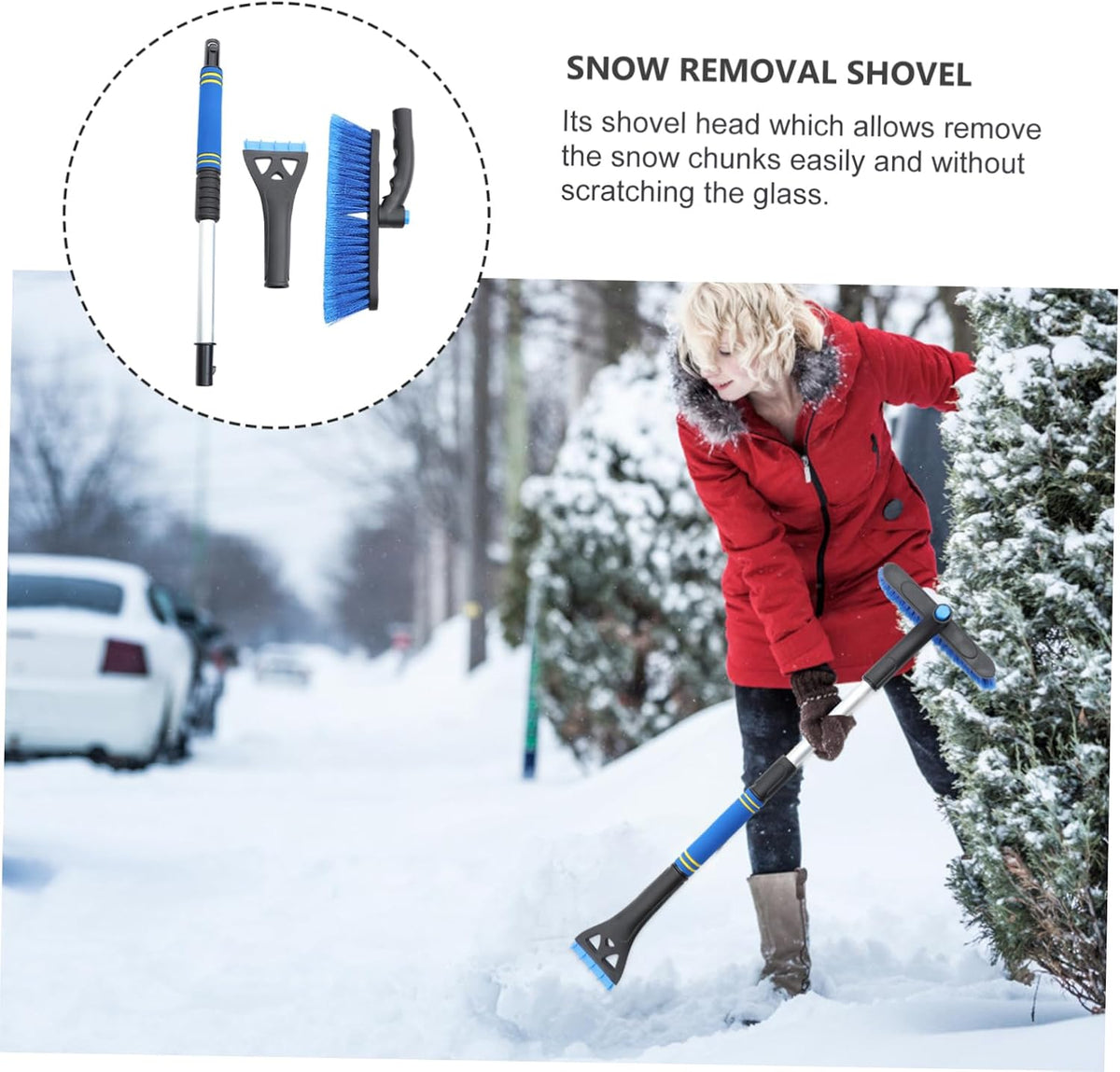 STOBAZA Portable Snow Shovel Multi Function Car Snow Brush Ice Scraper