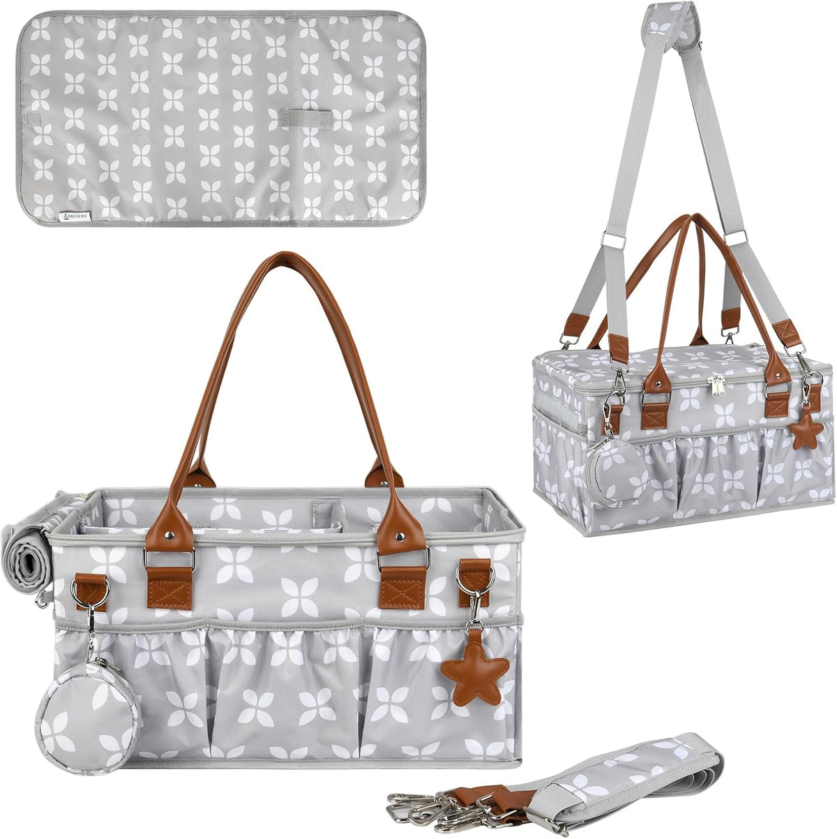 Moteph Extra Large Diaper Caddy, Craft, Toy Organizer with Zip-Top Cover with Waterproof Wet/Dry Bag - Perfect for Baby Shower