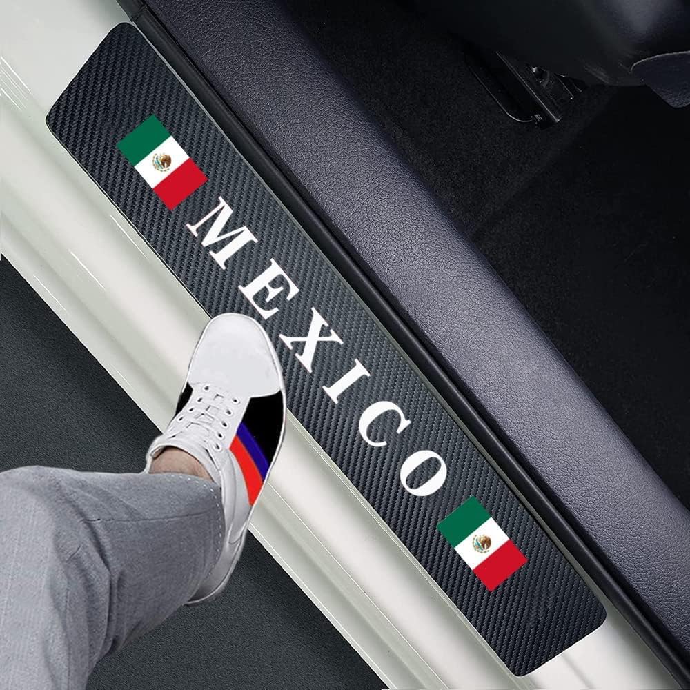4pcs Topographic Topography Map Exploration Discover Carbon Fiber Car Door Front/Rear Sill Plate Protectors, Reflective Sticker Decorative Door Entry Guard Door Threshold Scratch Pad Film