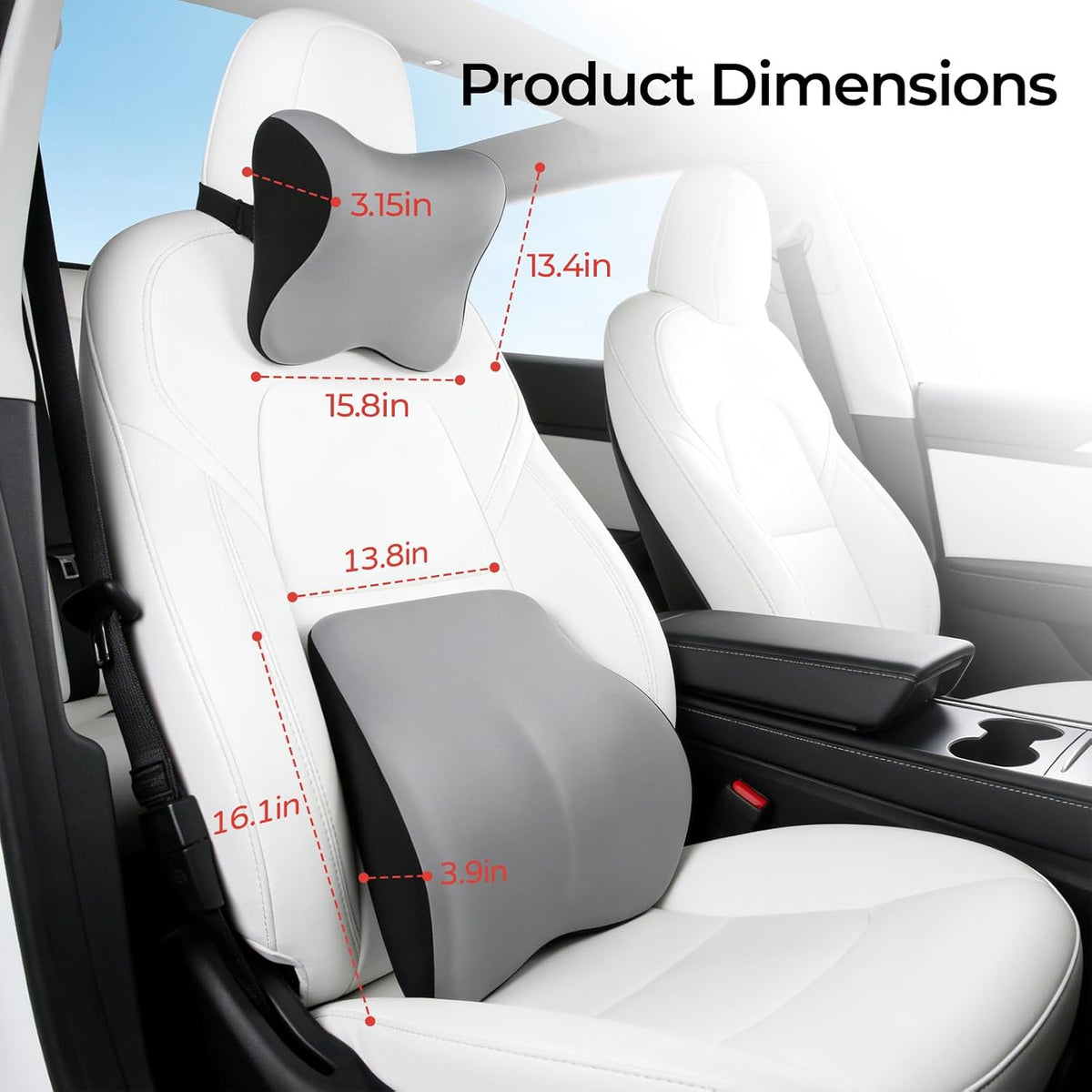 Car Headrest & Lumbar Support Set, Ergonomic Memory Foam Neck Pillow, Comfortable Travel Pillow for Car Truck SUV, Ideal for Long Driving (Gray) (Gray)