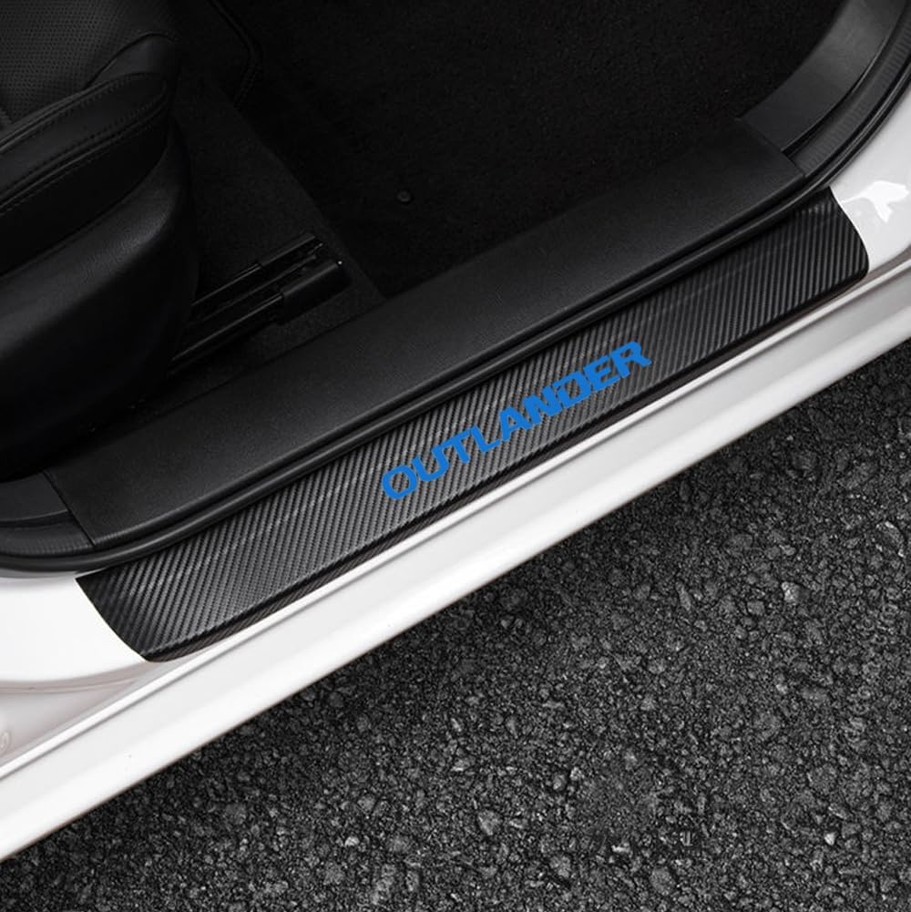 LEXLEY For Mitsubishi 2014-2026 Outlander Outlander PHEV SPORT Carbon Fiber Style Leather Door Sill Protector Anti-Dirty Scuff Plate Cover Guard Sills Protector Trim,Welcome Pedal Protect 4PCS-RED