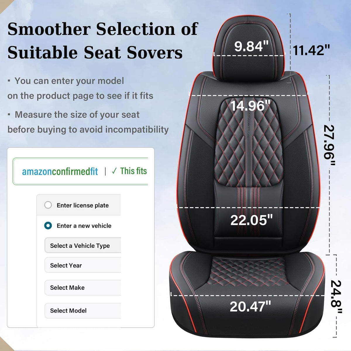 Coverado Nappa Leather Car Seat Covers Front Set, Luxury Waterproof Seat Protectors, Airbag Compatible Anti‑Slip Auto Seat Covers, Universal Fit for Most Cars SUVs Trucks Pickup Vehicles