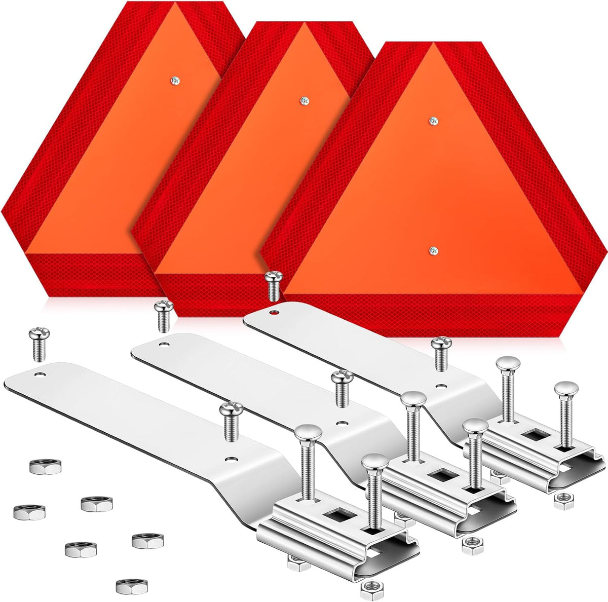 Yaocom 1 Set Slow Moving Vehicle Triangle Sign with Bracket, Aluminum SMV