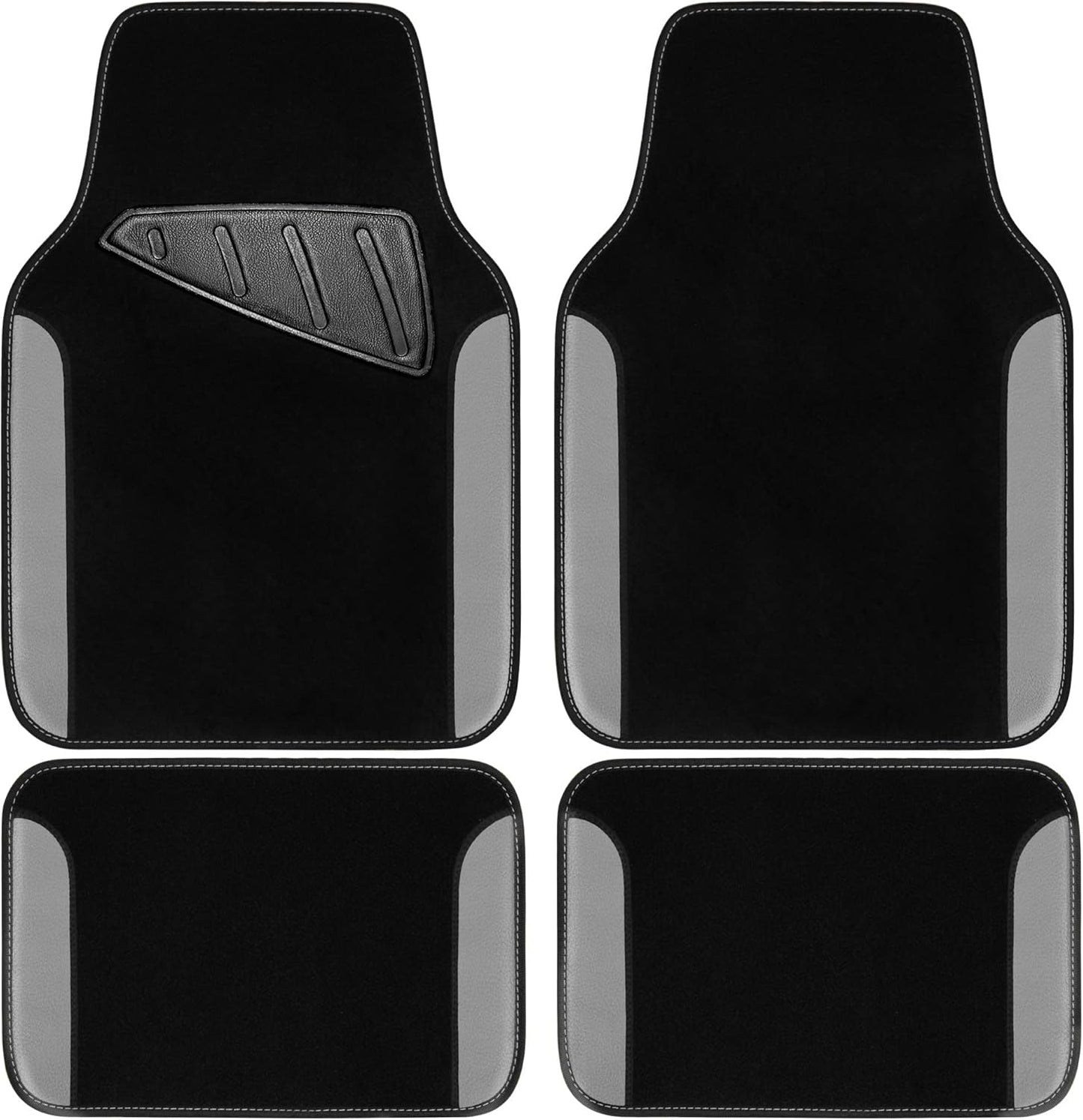CAR PASS Rainbow Waterproof Universal Fit Faux Leather Car Carpet- Anti-Slip Nibbed Backing Floor Mats for SUV, Vans,Sedans,Trucks, Automotive Set of 4 for Women&Cute Girly (Black with Pink)