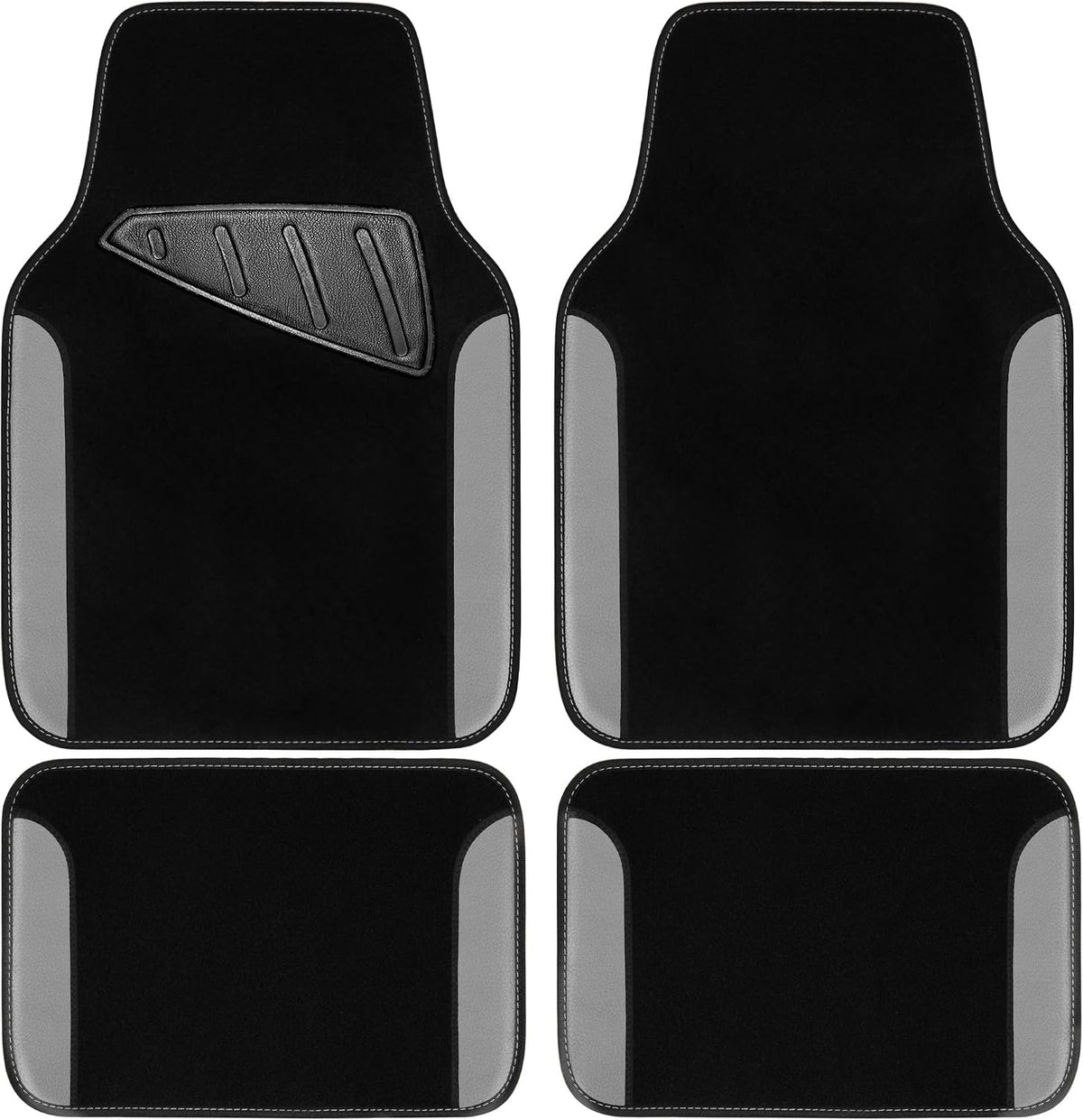CAR PASS Rainbow Waterproof Universal Fit Faux Leather Car Carpet- Anti-Slip Nibbed Backing Floor Mats for SUV, Vans, Sedans, Trucks, Automotive Set of 4pcs (Black with Blue)