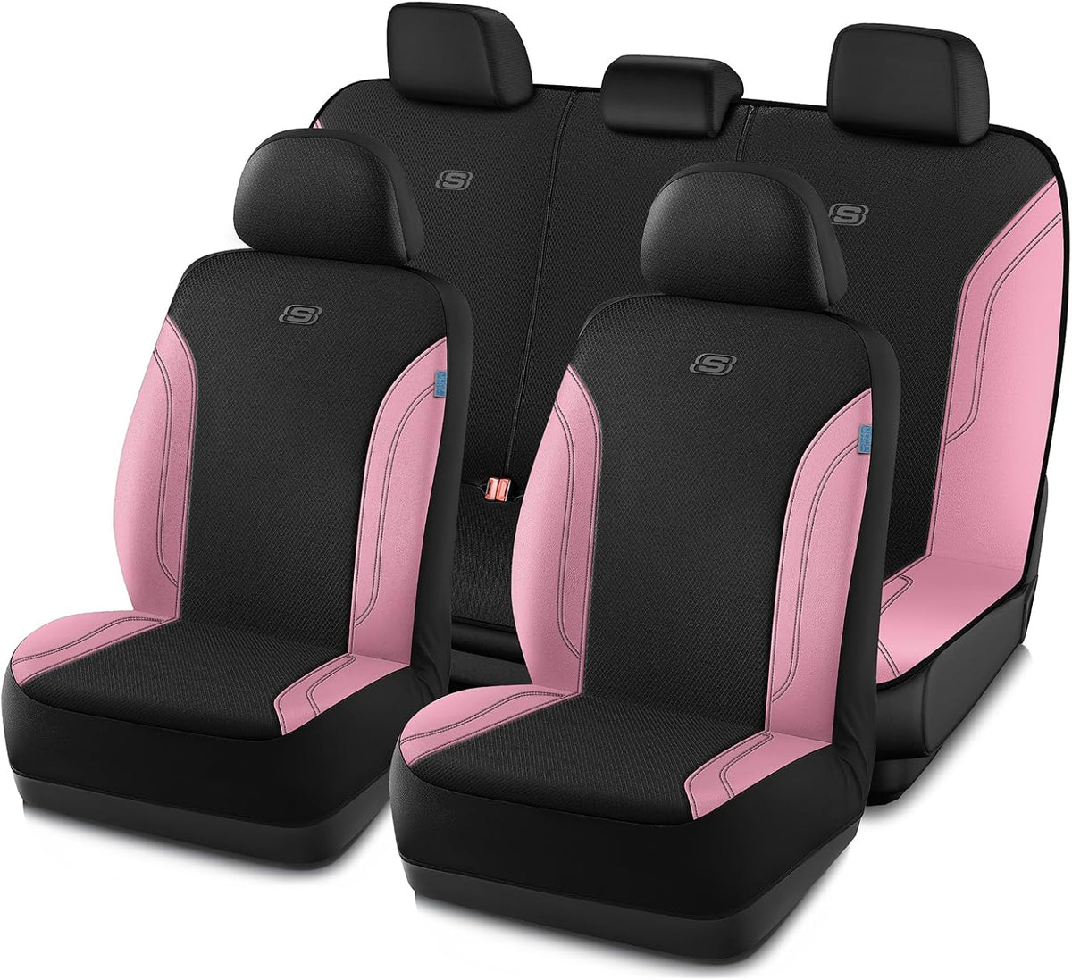 Skechers Seat Covers, Work Leather Car Seat Covers 5-Times Stronger Built-in Webbing, Oxford Fabric Front Seat Cover, Airbag Compatible, Automotive Comfort for Cars, Trucks, SUVs,Black