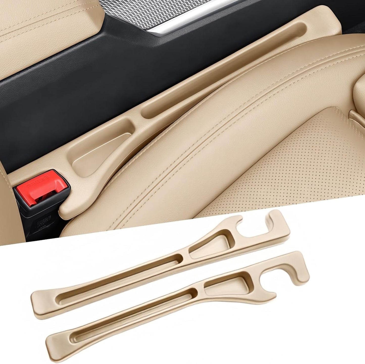 Car Seat Gap Filler 2 Pack, Upgraded 3-in-1 Car Seat Gap Plug Organizer with Storage Slot & Hook, Universal Fit No-Drop Seat Side Gap Seam Filler Between Seat & Console for Car, SUV, Truck