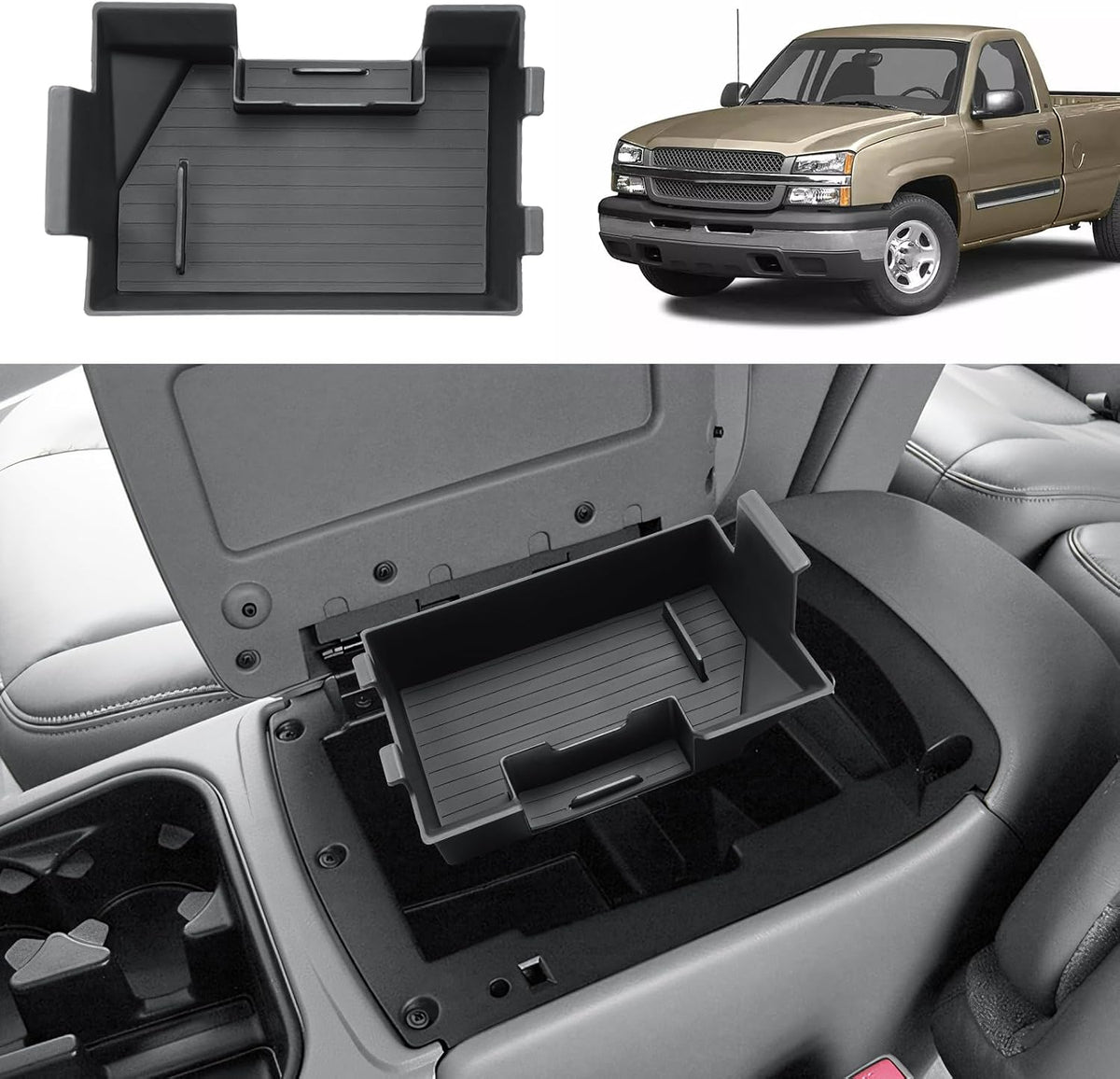 Center Console Organizer For 2014-2018 Silverado/Sierra 1500 - 2 Pcs Console Organizer Tray + Armrest Organizer 2015-2019 Silverado/Sierra 2500HD/3500HD Accessories - Full Console w/Bucket Seat ONLY