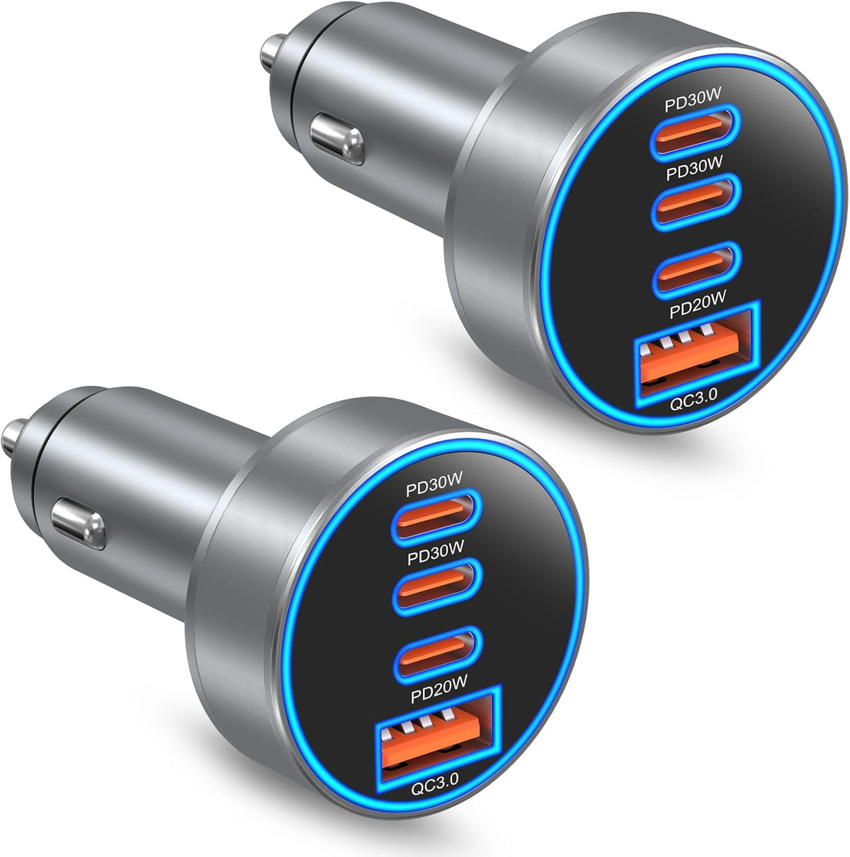Car Charger USB C,4-Port 98W Super Fast Charging Car Phone Charger Adapter