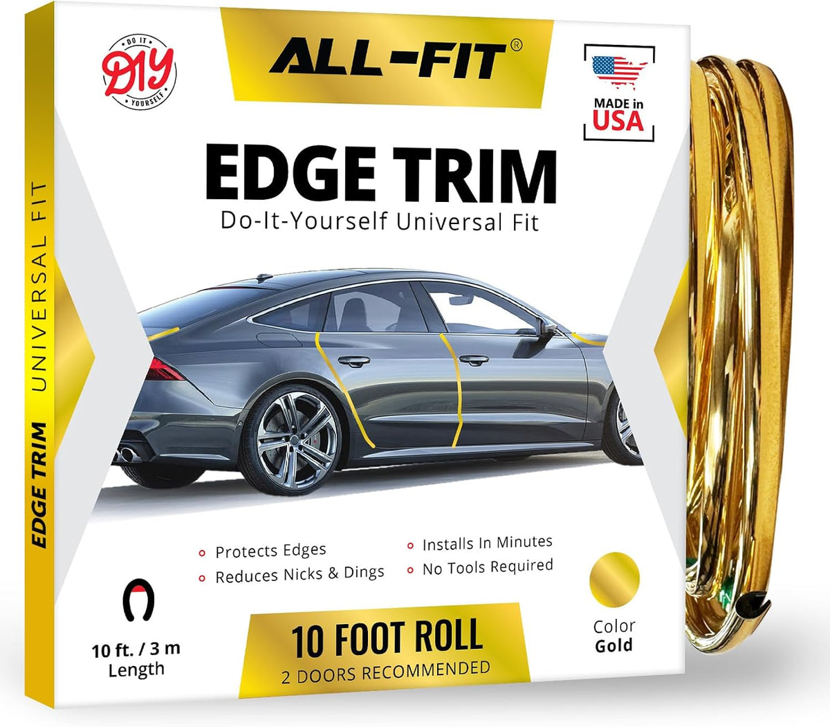 All-Fit Automotive Car Door Edge Protector Made in the USA (10 Ft - Red)