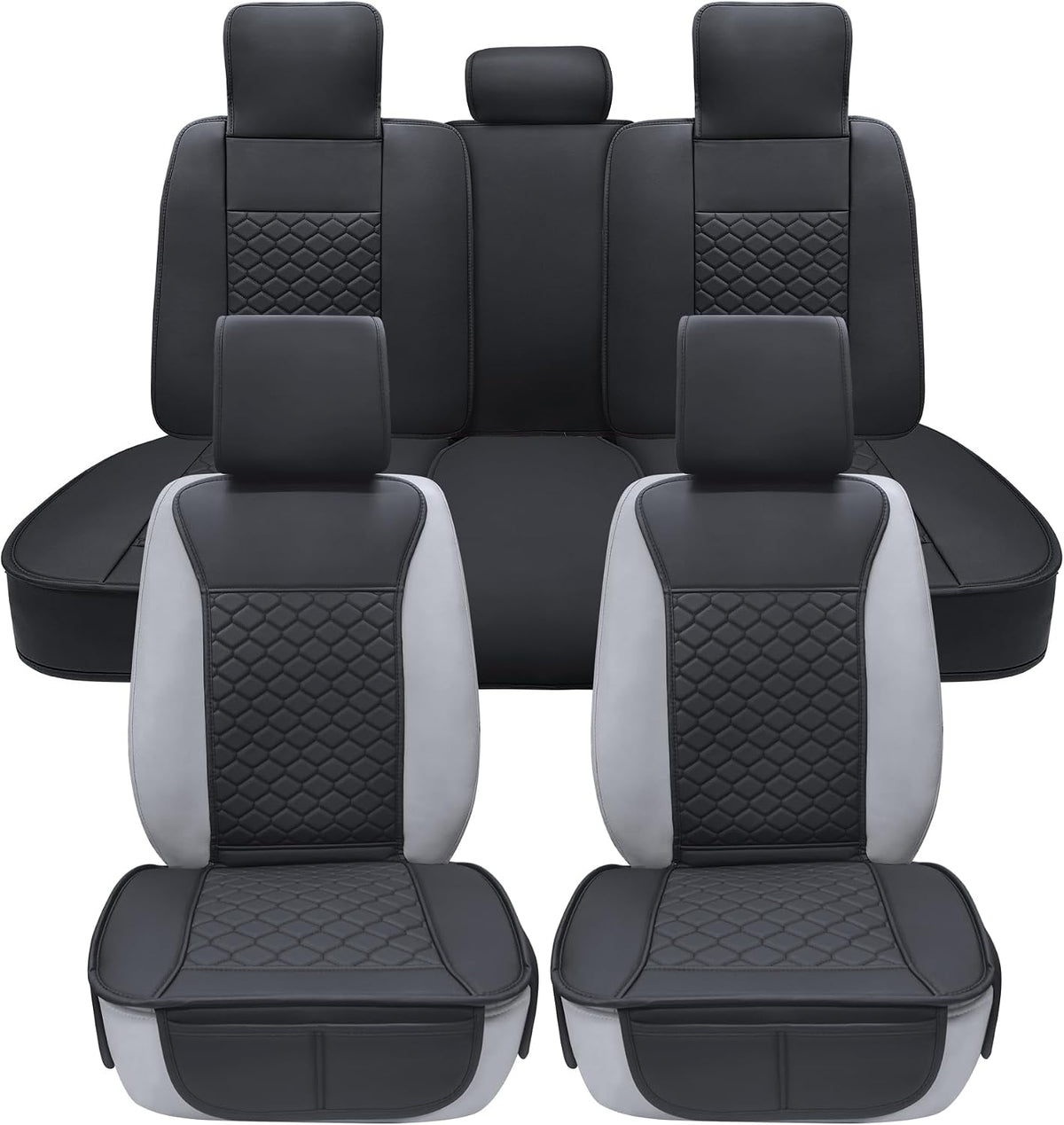 Elantrip Car Seat Cover Full Set Leather Waterproof Front Rear Cognac