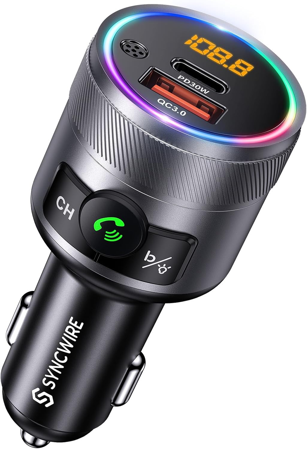 Syncwire Bluetooth 5.4 Car Adapter 38W FM Transmitter Hands Free Calls