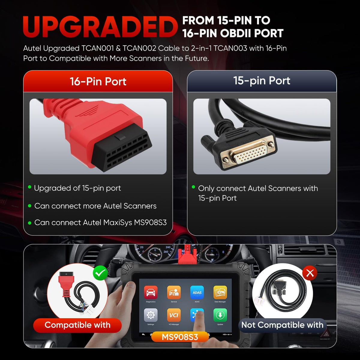 Autel Original TCAN003 Splitter Diagnostic Cable for Tesla Model 3, Y, S, X
