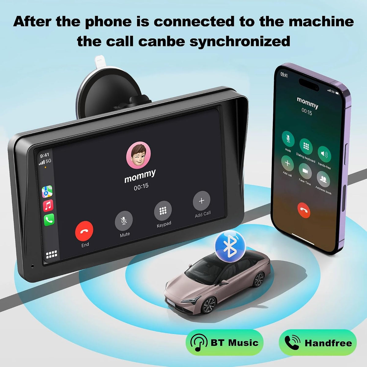 Wireless Carplay Screen for Car, 7" HD IPS Touch Screen Stereo for Apple Carplay & Android Auto,Bluetooth,Voice Control,GPS Navigation,Mirror Link | Plug-and-Play, Apple Car Paly for All Vehicle