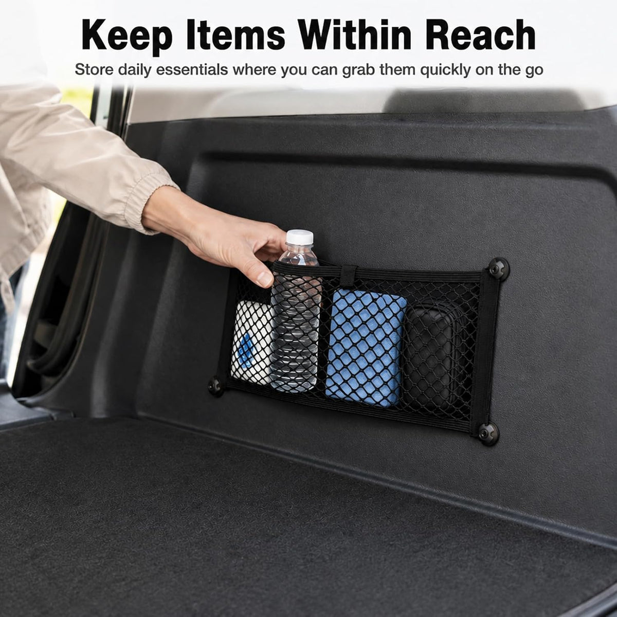 2 Pack Small Cargo Net, Elastic Stretchable Pocket Storage Mesh Net
