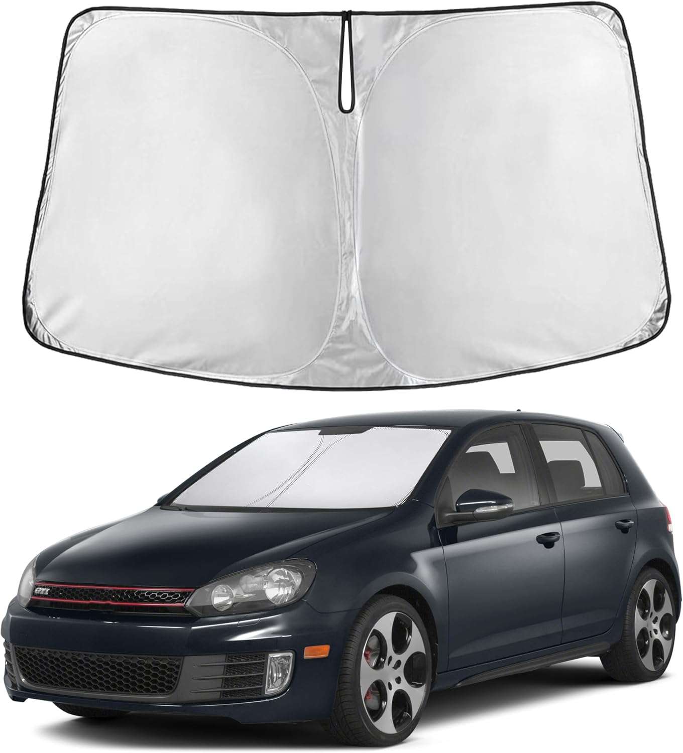 EcoNour Car Windshield Sunshade | Blocks 99% Heat & Keeps Interior Cool | Universal Fits Cars, SUVs, Trucks | Automotive Sun Screen, Visor & Car Accessories for Summer | Medium (64x32 Inches)