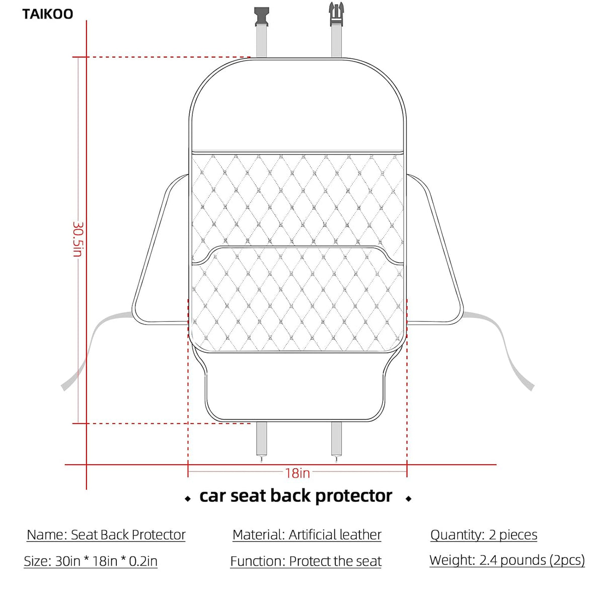 TAIKOO Seat Back Protector,Shields Seat Backs from Kicks and Adds Storage