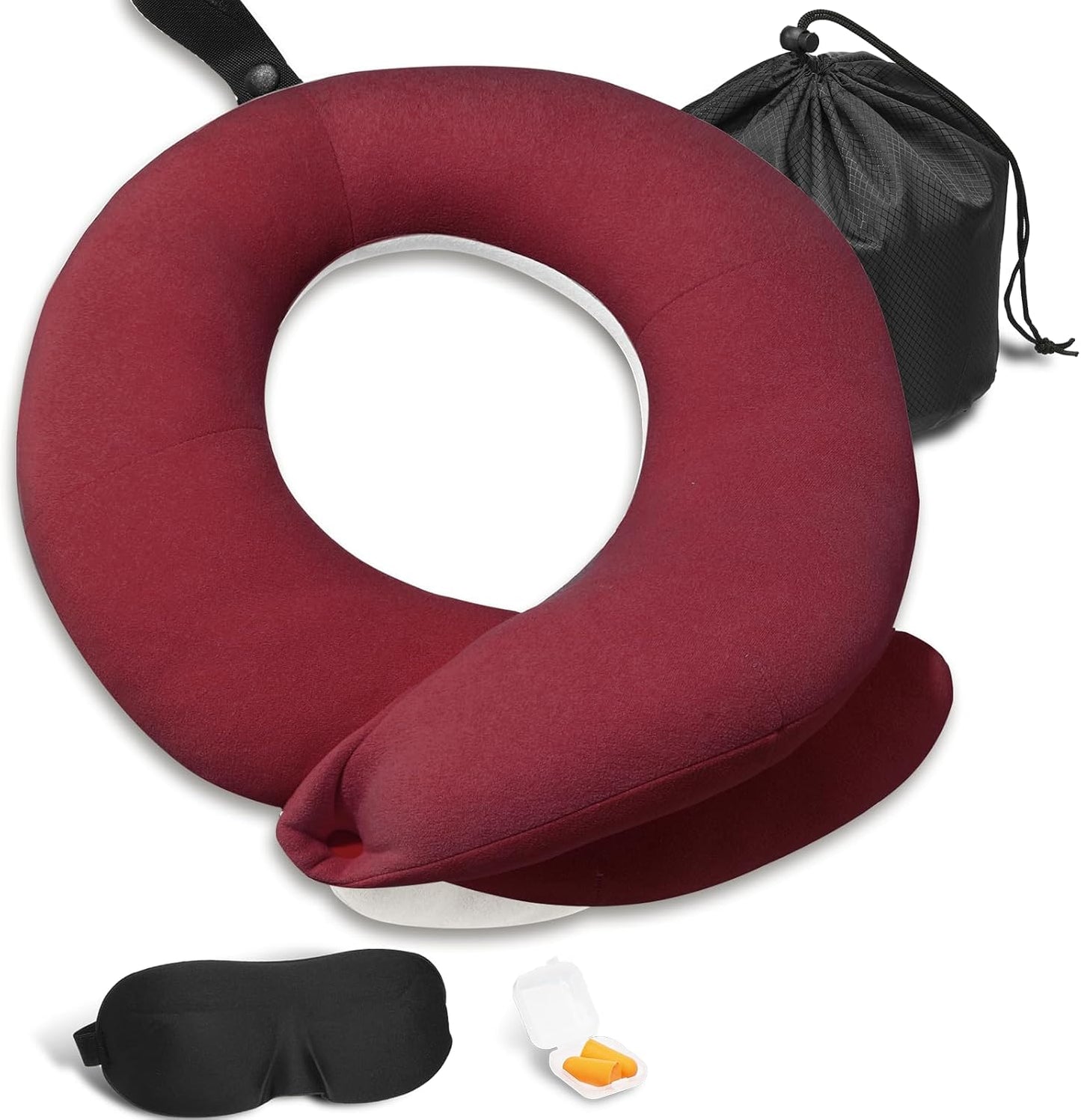 BUYUE Kids Travel Pillows for Airplane, Memory Foam 360° Head Support Sleeping Essentials for Boys Long Flight, Skin-Friendly Soft Neck Pillow for Traveling in Car Seat, (Small, Brown Grey, 40-90 lbs)