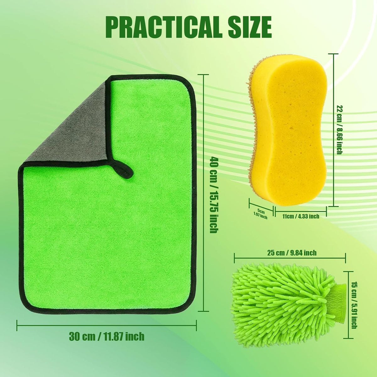 6PCS Microfiber Car Wash Mitt - Car Wash Gloves Kit with Microfiber Cleaning Cloth and Car Wash Sponge for Car Washing, Trucks, SUVs, Motorcycles Cleaning Detailing Polish