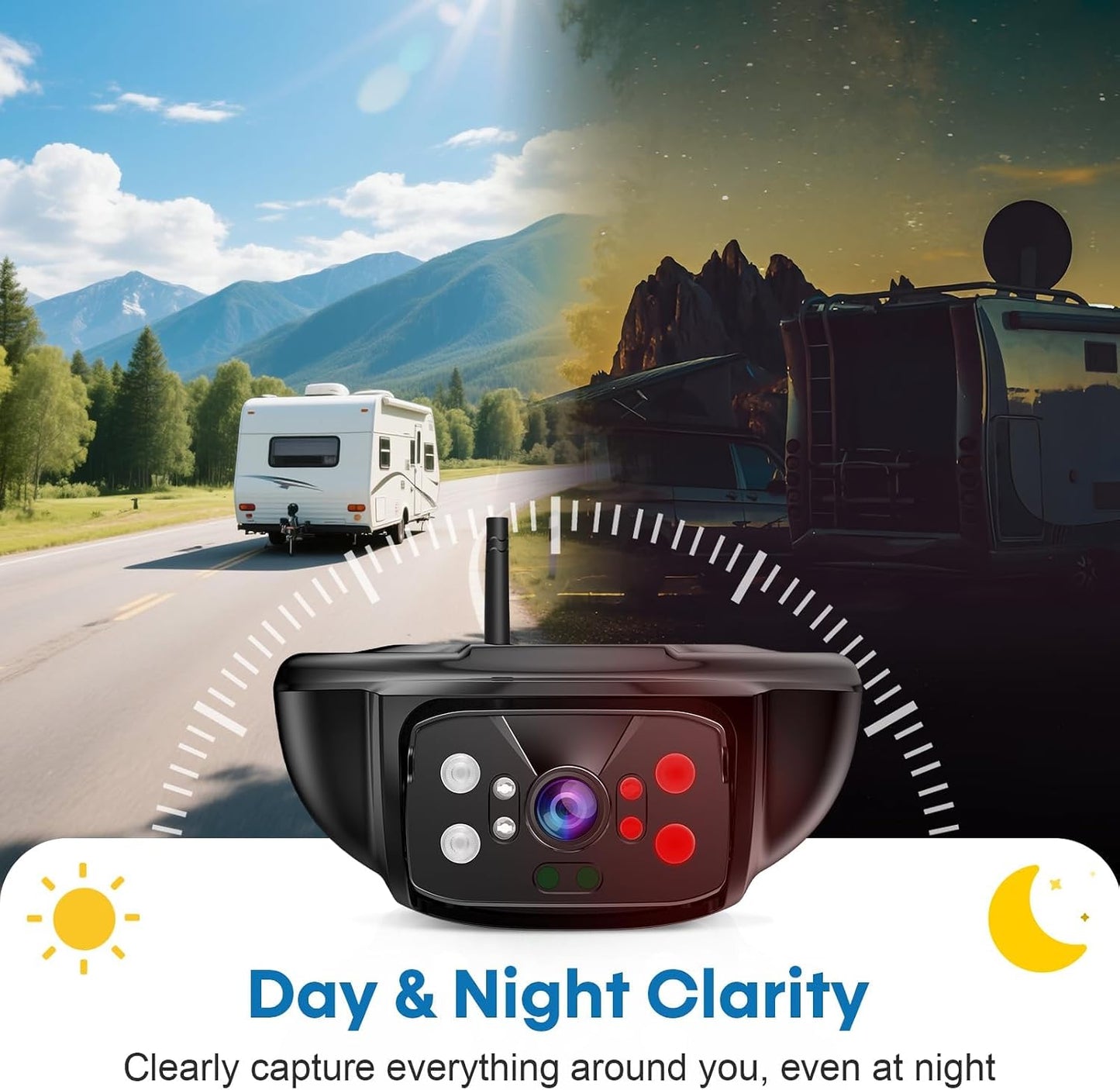 7-Inch Wireless Backup Camera for RV Trailer - 170° Wide Angle Camera with Ultra-Clear Night Vision - 4-Channel with Recording HD 1080P Monitor - Easy Installation Compatible with Furrion Pre-Wired
