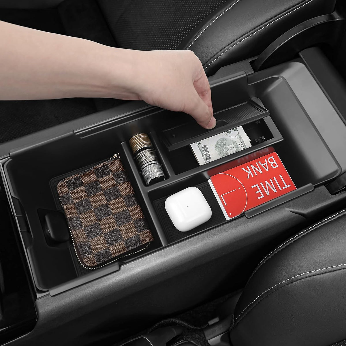 Center Console Organizer Hidden Box Compatible with Tesla 2021-2024 Model Y & 2021-2023 Model 3 Accessories (Not Fit Model 3 Highland) ABS Plastic Material Armrest Secondary Storage Box