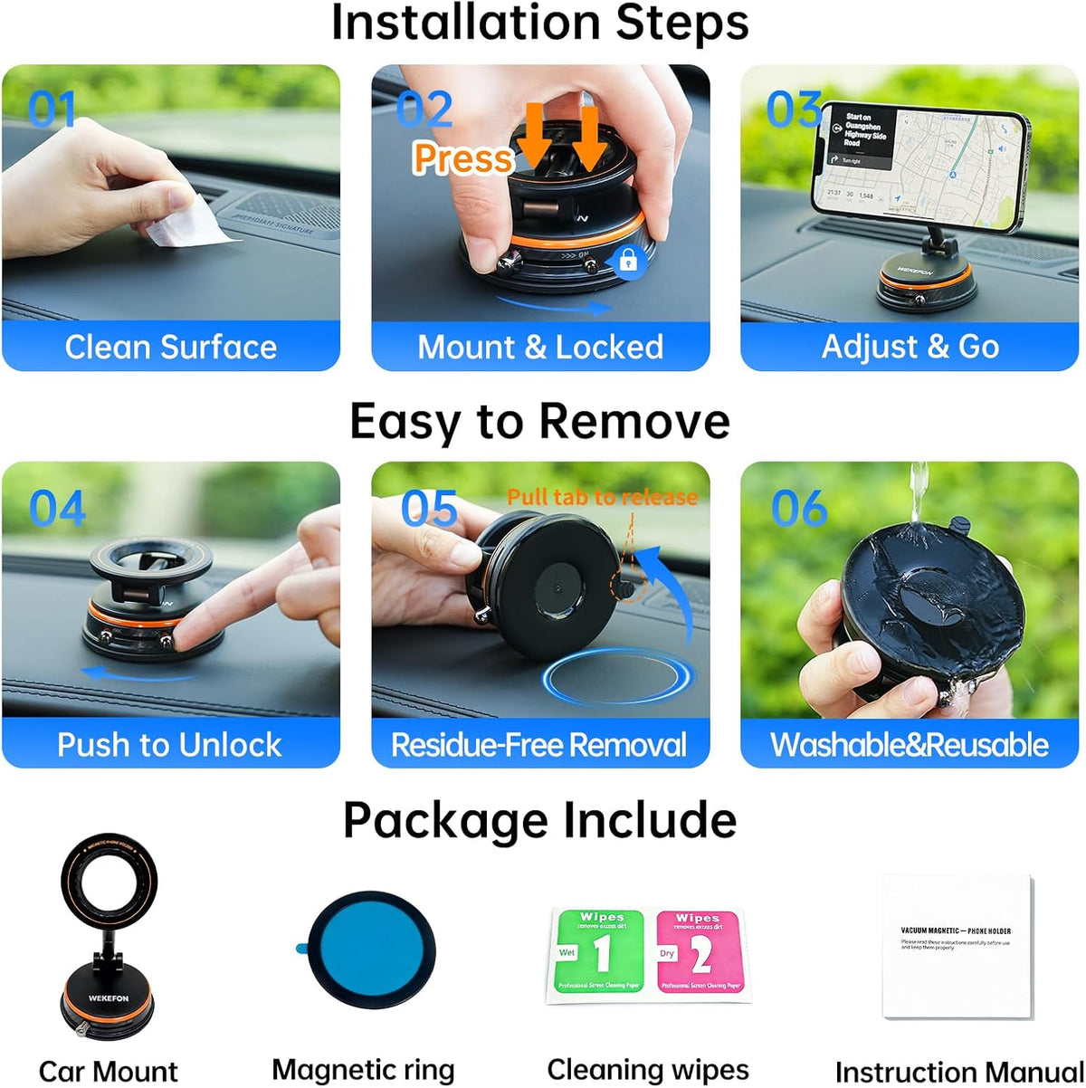 for Magsafe Car Mount, Vacuum Magnetic Phone Holders for Your Car