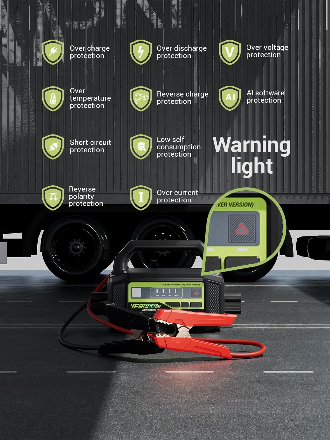 YESPER 12V/24V Car Battery Jump Starter 6000A Heavy Duty Truck Jump Box