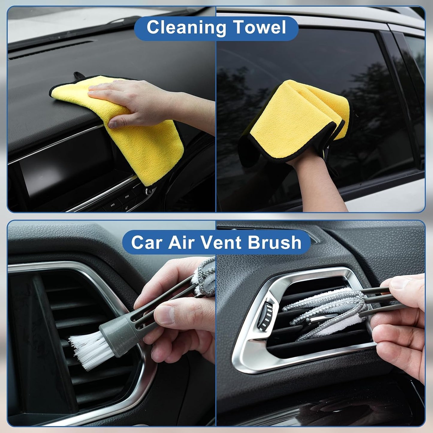 Windshield Cleaner Tool, 13Pcs Car Interior Cleaning Kit, Car Detailing Kit Interior Cleaner, Car Detailing Brushes, Car Cleaning Gel, Inside Cleaning Supplies Accessories for Women Men