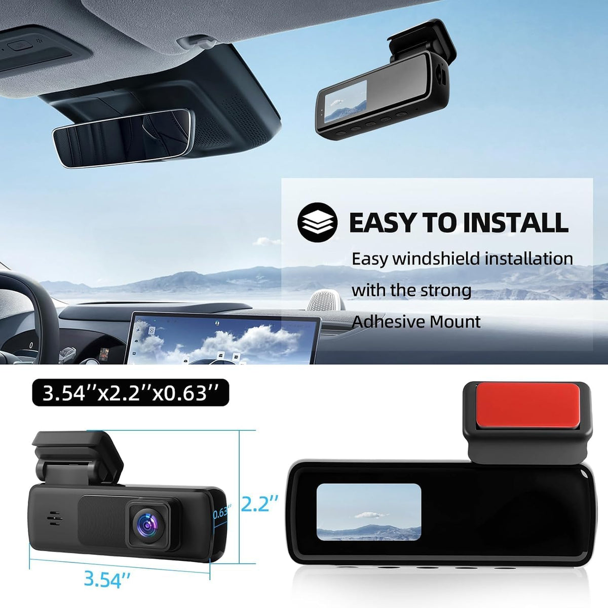 Dash Cam for Cars, 1080P FHD Front Dash Camera