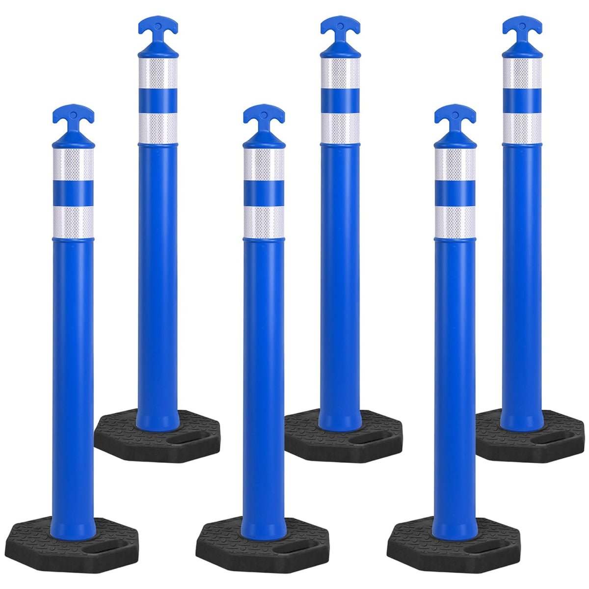 OrangeStar 42" Traffic Delineator Post Cones 6-Pack Orange Safety Cones with Heavy Duty Rubber Base for Construction, Road Work, Parking Lots, Warehouse and Events