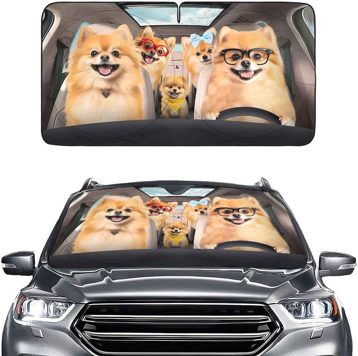 GENANY Funny Chicken Halloween Silver Windshield Sun Shade 55x29 Inch