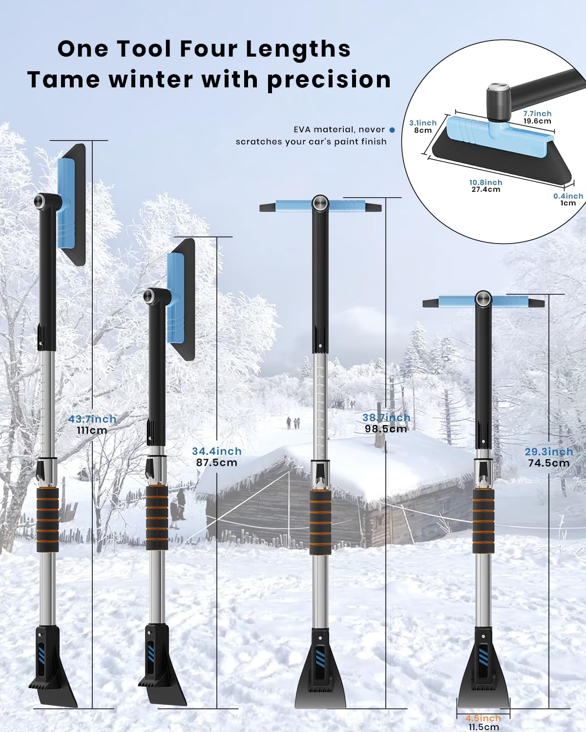helloleiboo 43.7" Extendable Ice Scraper for Car Windshield, Blue
