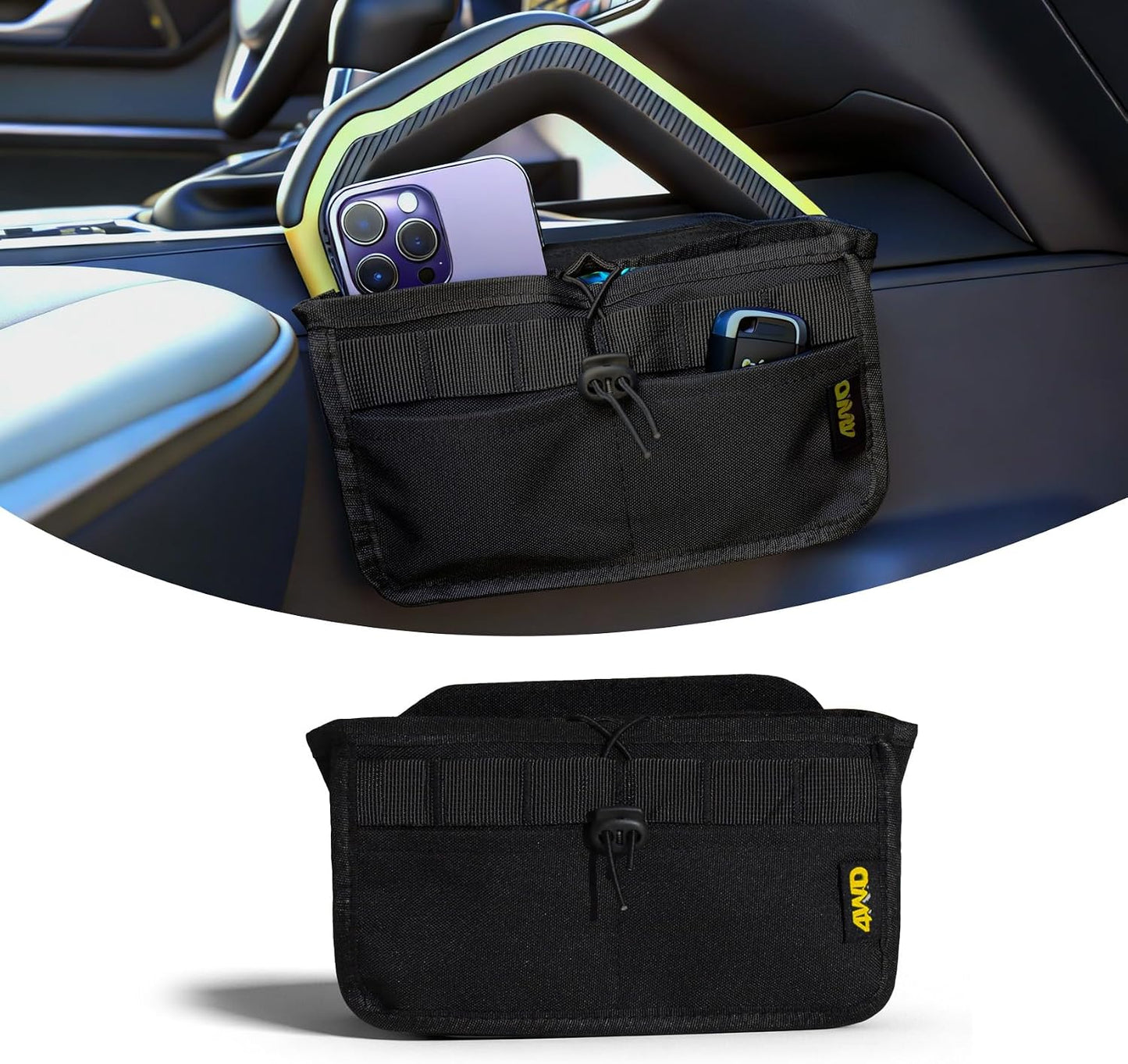 Car Storage Organizer Compatible with 2021-2025 Ford Bronco 2/4 Door, Heavy Duty Rattle-Free Backseat Tactical Seat Storage Bags, No-Drill 600D Oxford Anti-Clutter Gear-Black