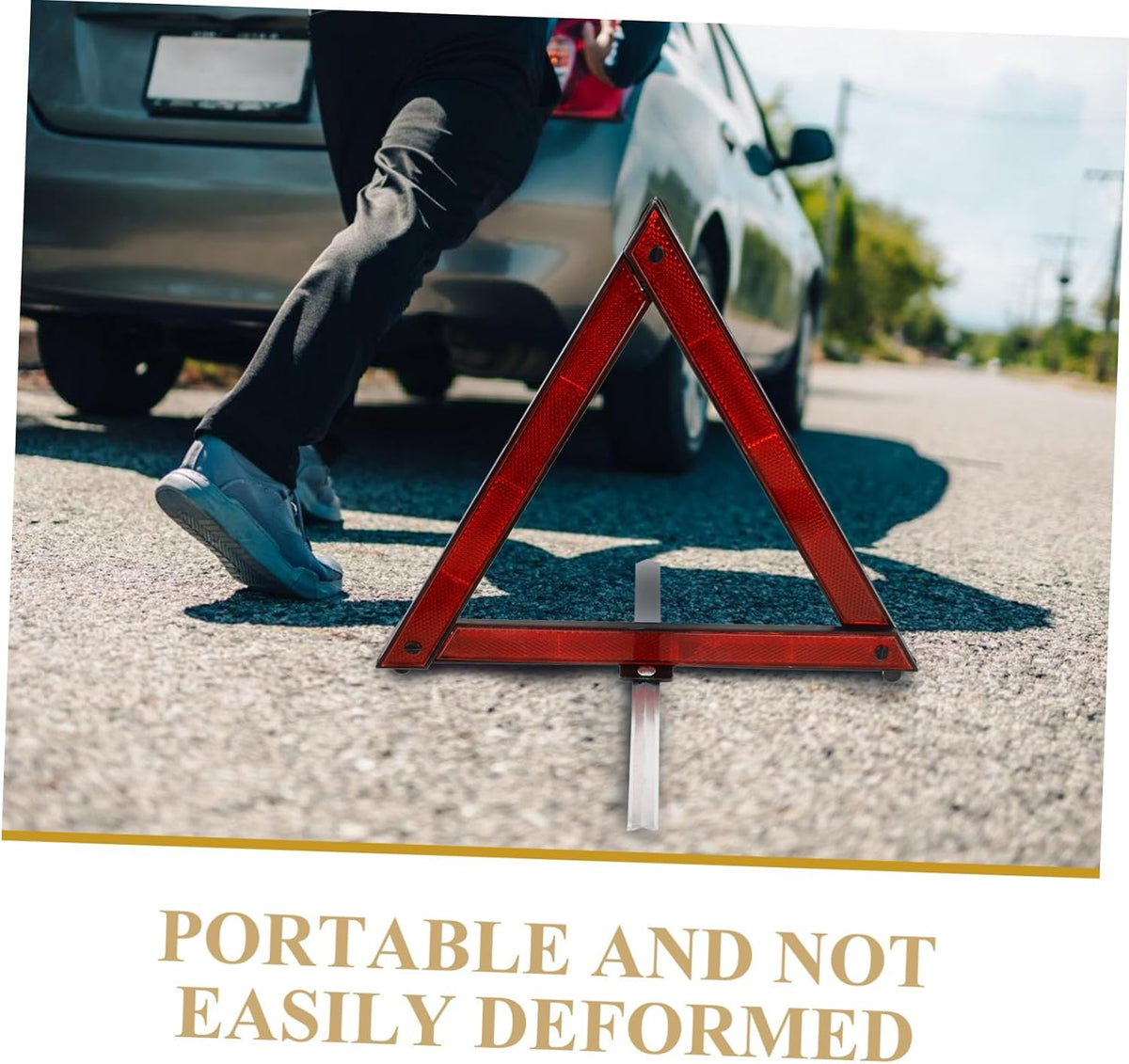 3pcs Reflective Warning Triangles Durable Plastic Road Safety Signs