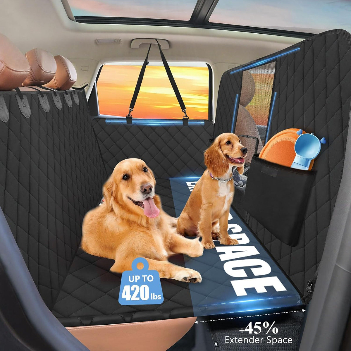 Hard Bottom Dog Car Seat Cover for Back Seat, High Barrier