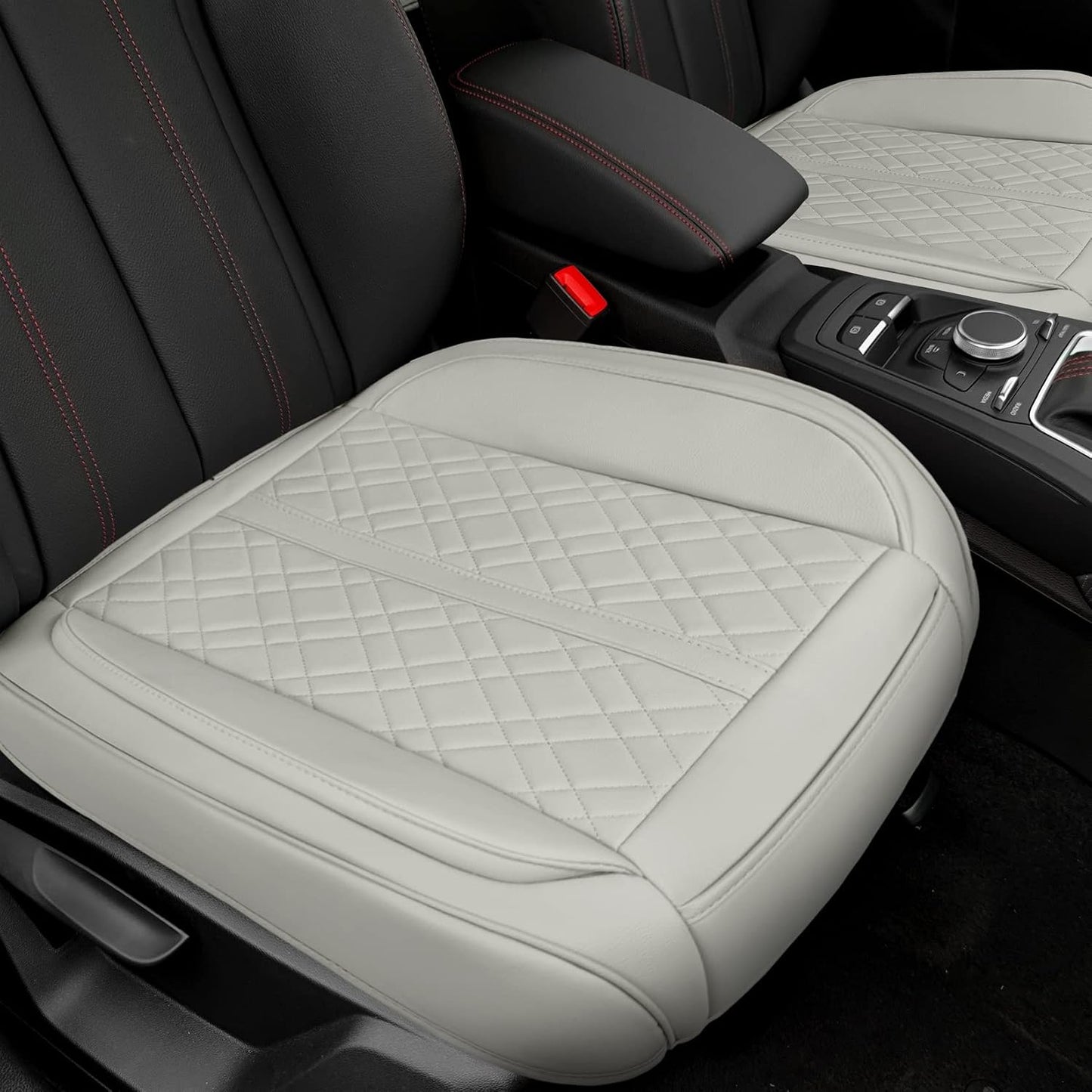 2 Pack Car Seat Cover for Front Car Seat Bottom,Premium PU Leather Seat Cushion Protector Upgraded Without Backrest with Storage Pocket,Full Wrapping Edge Works with Sedan SUV Pickup Minivan (Z BLACK)