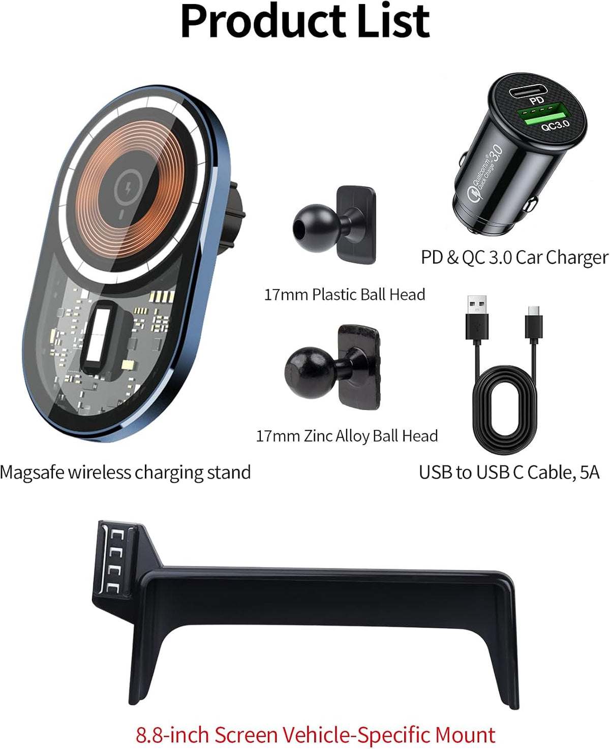 Wireless Charger Car Phone Mount for BMW 3-Series 2012-2018, 2-Series 14-21