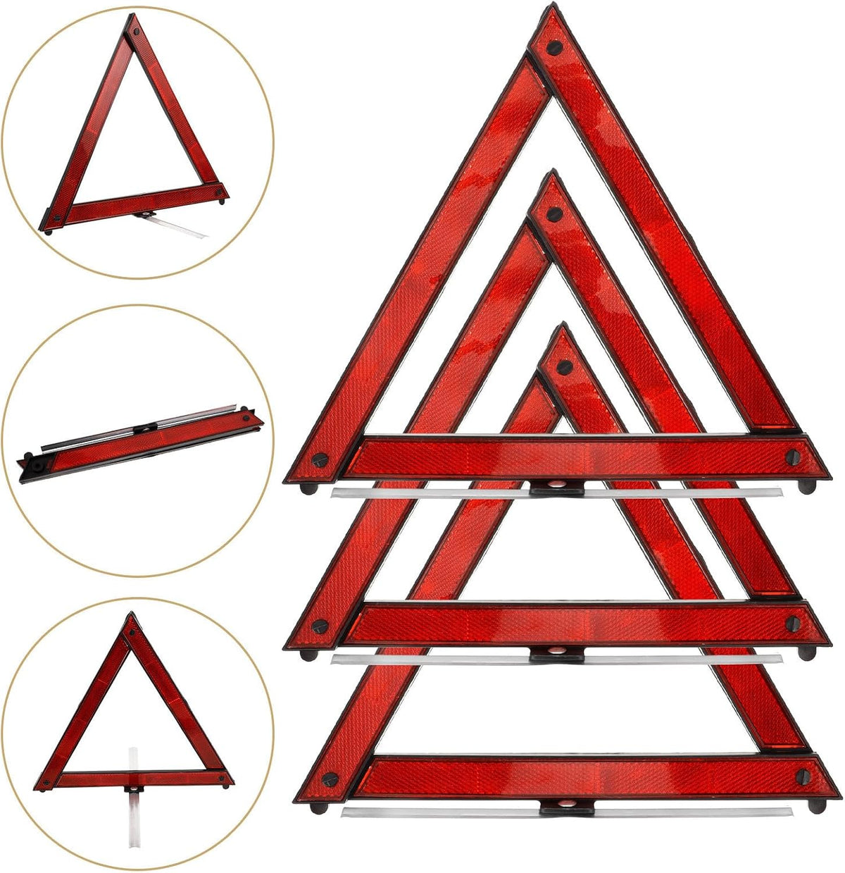 3pcs Reflective Warning Triangle Signs Plastic Road Safety