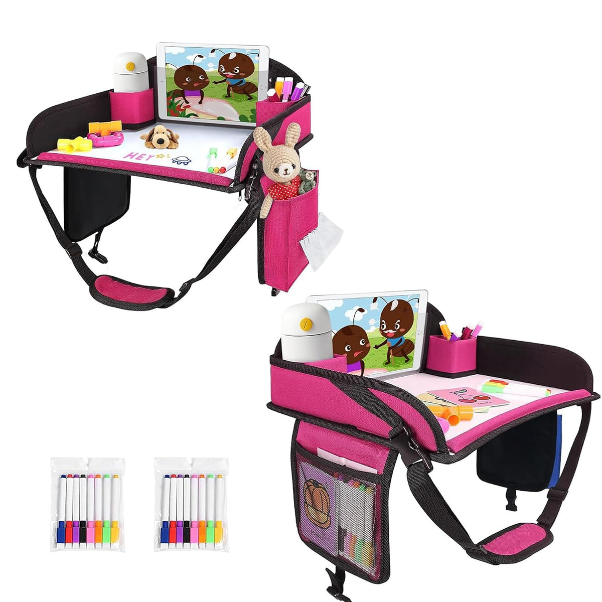 Kids Lap Desk Tray for Road Trip Activities, Portable, Pink 1PCS