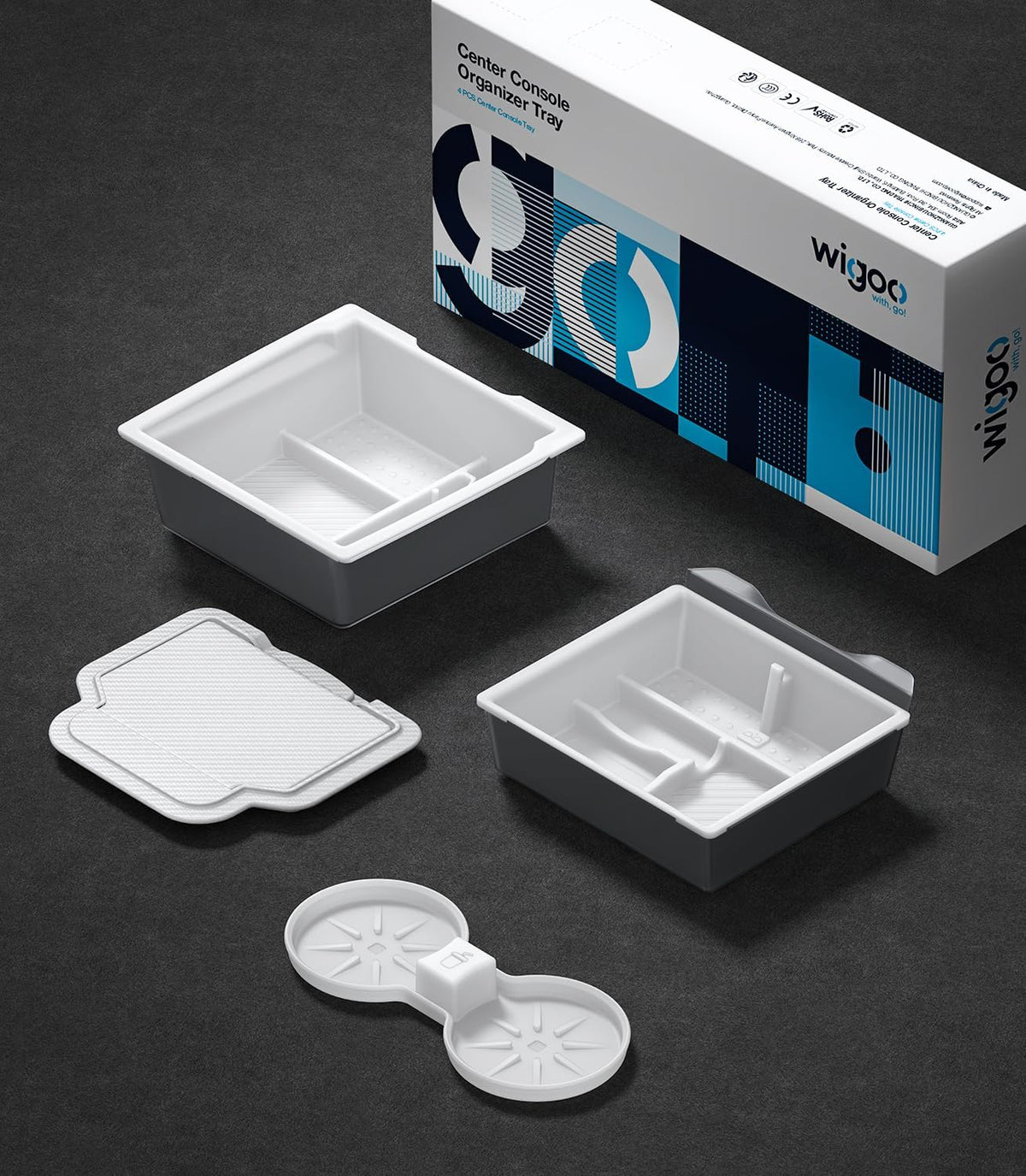 Wigoo for 2026 Tesla Model Y/3/YL Accessories Console Organizer 4PCS White