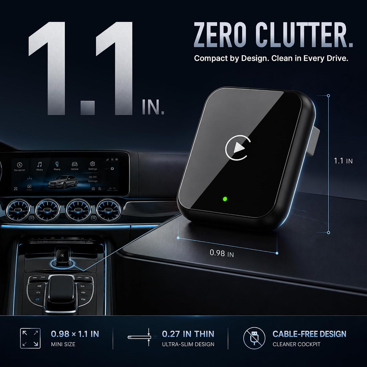 2-in-1 Wireless CarPlay Adapter for Apple CarPlay & Android Auto