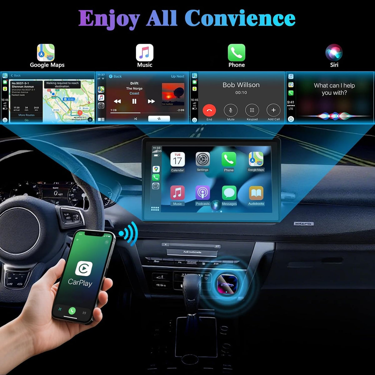 2026 Wireless CarPlay Adapter Upgrade Wired CarPlay to Wireless, Mini USB Design for Cars with Built-in Wired Apple CarPlay Plug and Play Easy Use Fast Stable Connection Car Play for iPhone