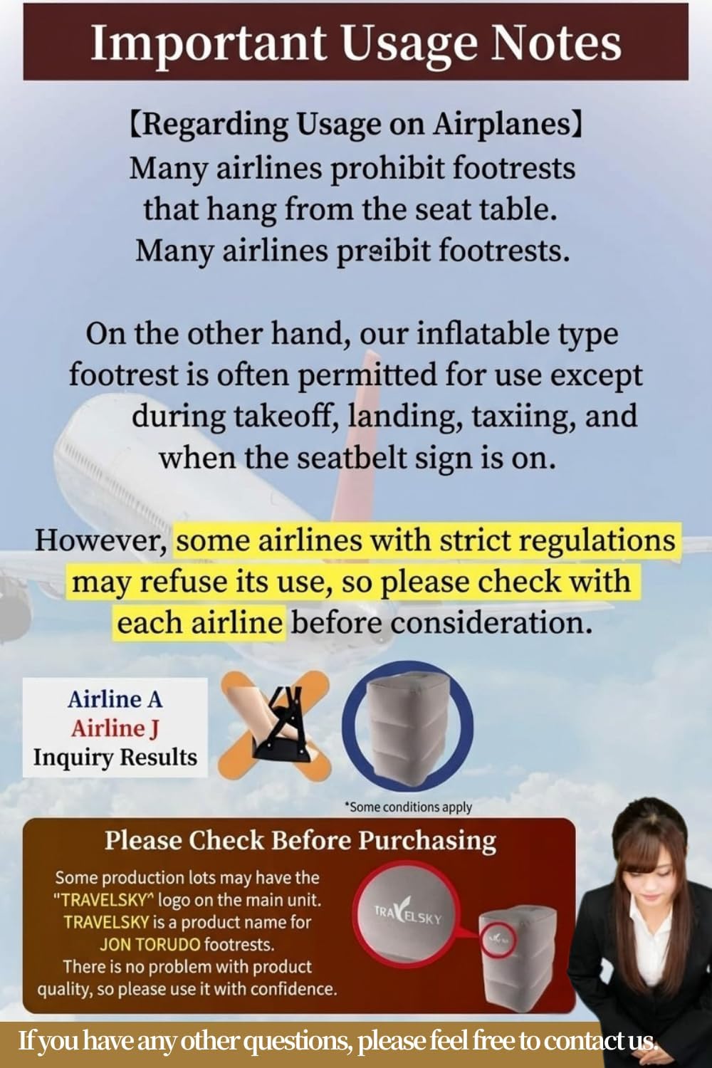 Inflatable Foot Rest for Airplane Travel - Adjustable Height Leg Pillow for Long Flights - Portable Travel Footstool with Pump-Free Inflation Bag - Car & Office Leg Rest Essentials