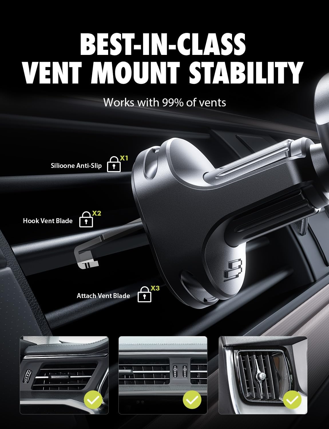 Bracketron AutoGrip Gravity Car Phone Holder Truck AC Air Vent Phone Mount