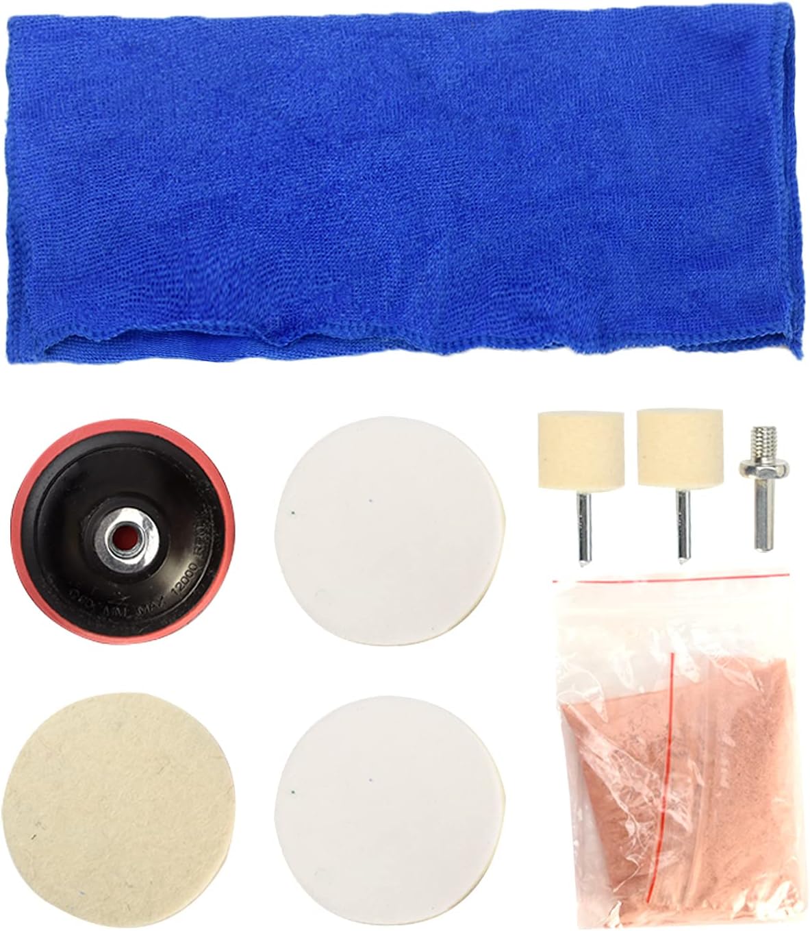 9pcs/Set Glass Polishing Kit,Deep Scratch Remover with Towel Car Polish Pad 70g Cerium Oxide Powder Felt Polishing Wheel Set for Windscreen and Glass