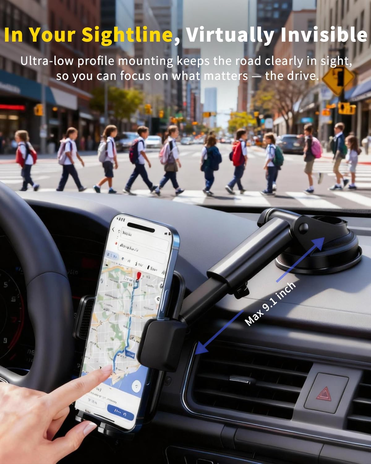 NO.1 Best【Fixed Integrated 122lb】Military-Grade Car Phone Holders Windshield Dashboard Vent【Upgraded Suction & Clip】Cell Phone Mount with Patent & Safety Certs for iPhone 17 Pro Max 16 15 Samsung