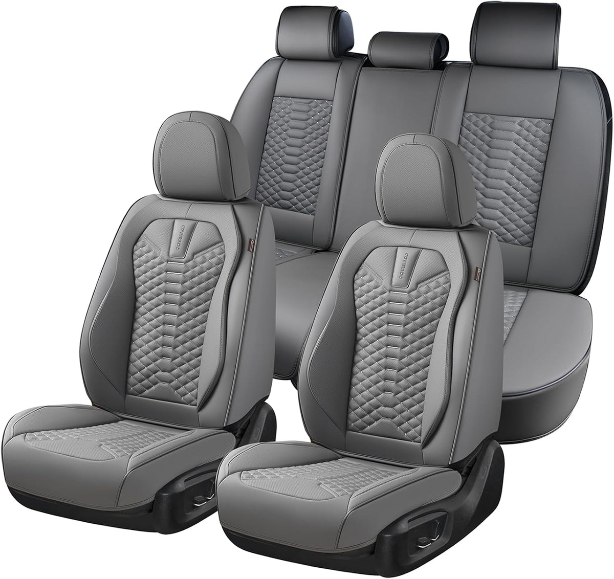 Coverado Seat Covers Front Seats, Luxury Diamond Leather Car Seat Cover, Sports Carbon Fiber Design Waterproof Car Seat Protector, Black Pink Automotive Seat Covers Universal Fit Most Cars