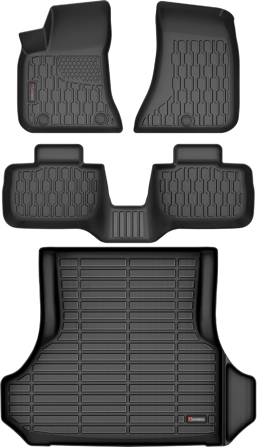 Floor Mats Compatible with 2011-2023 Dodge Charger RWD & Chrysler 300 Rear-Wheel Drive ONLY, All Weather TPE Floor Liners, Custom Fit Car mats, 1st & 2nd Row, Black