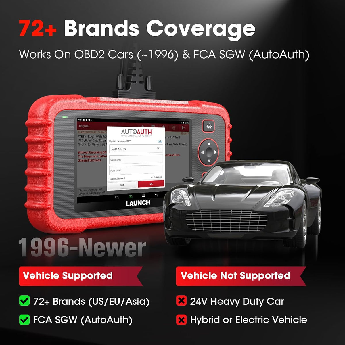 Launch CRP123X V2.0 Elite OBD2 Scanner Lifetime Free Upgrades for All Cars