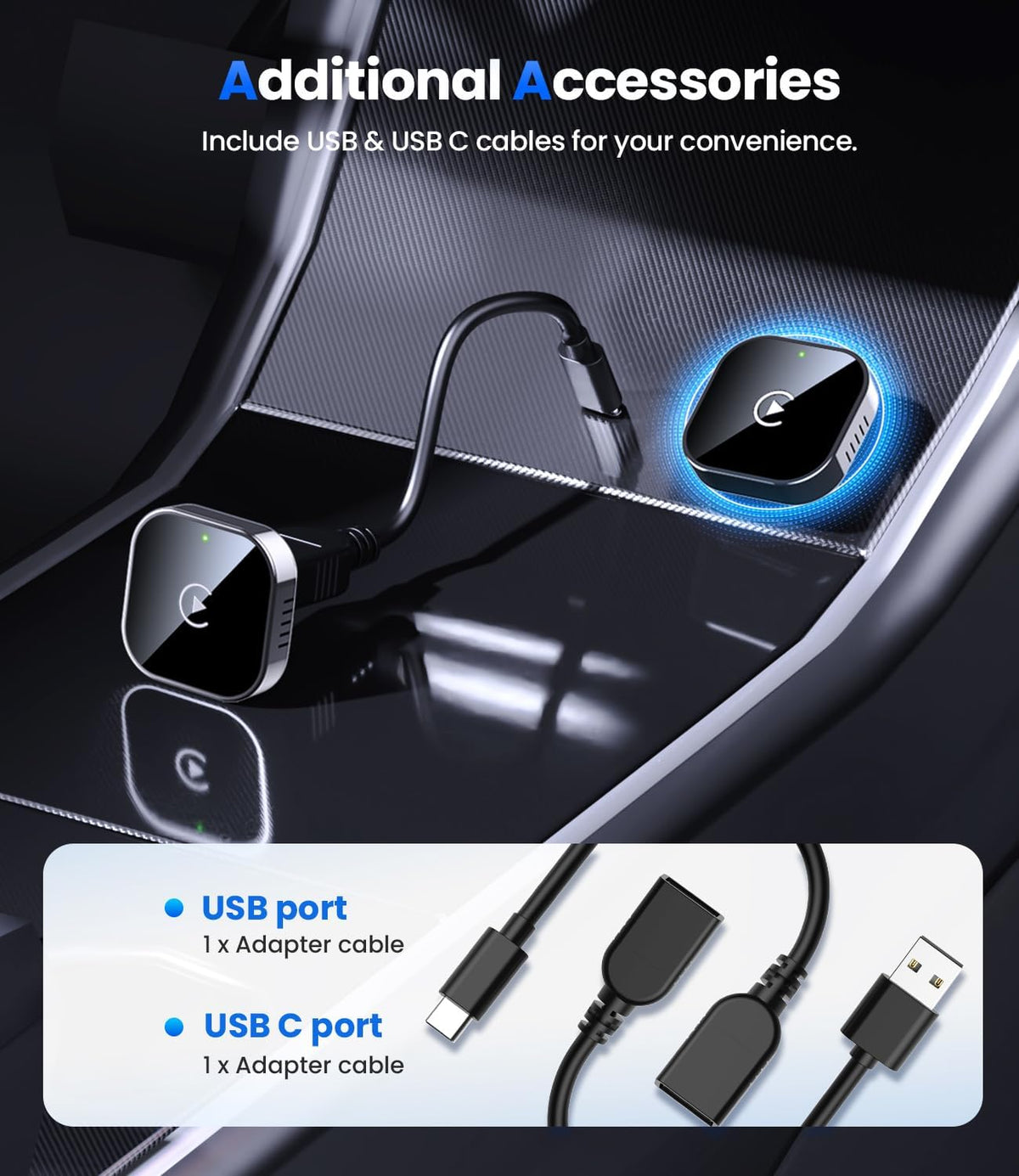 Teeran Wireless CarPlay Adapter for iPhone (2026 Upgraded), Mini Plug & Play for Cars with Factory Wired Apple CarPlay, Fast & Stable Connection, Easy Setup, Wide Vehicle Compatibility USB & USB C